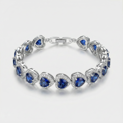 Sapphire Heart Halo Bracelet