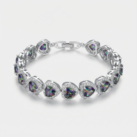 Sapphire Heart Halo Bracelet