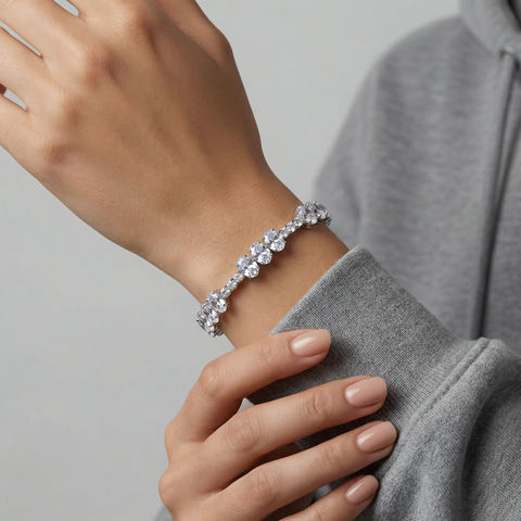 Frosted Petal Tennis Bracelet
