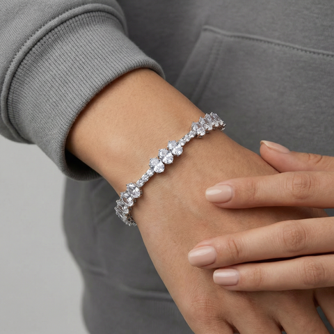 Frosted Petal Tennis Bracelet